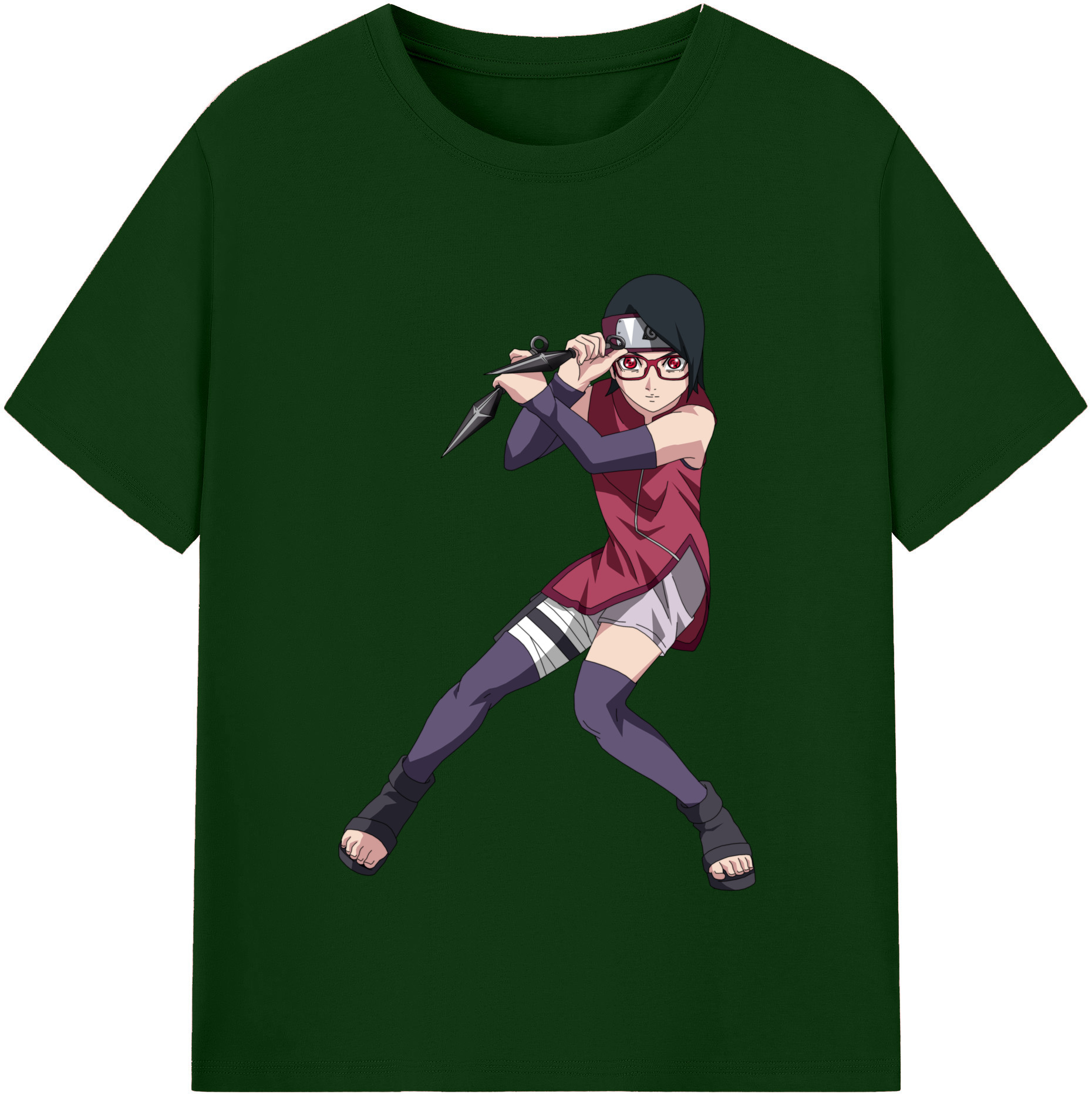 （画像用） NARUTO -ナルト- うちは サラダ Uchiha Sarada 綿100％半袖Tシャツ（フロントプリント）